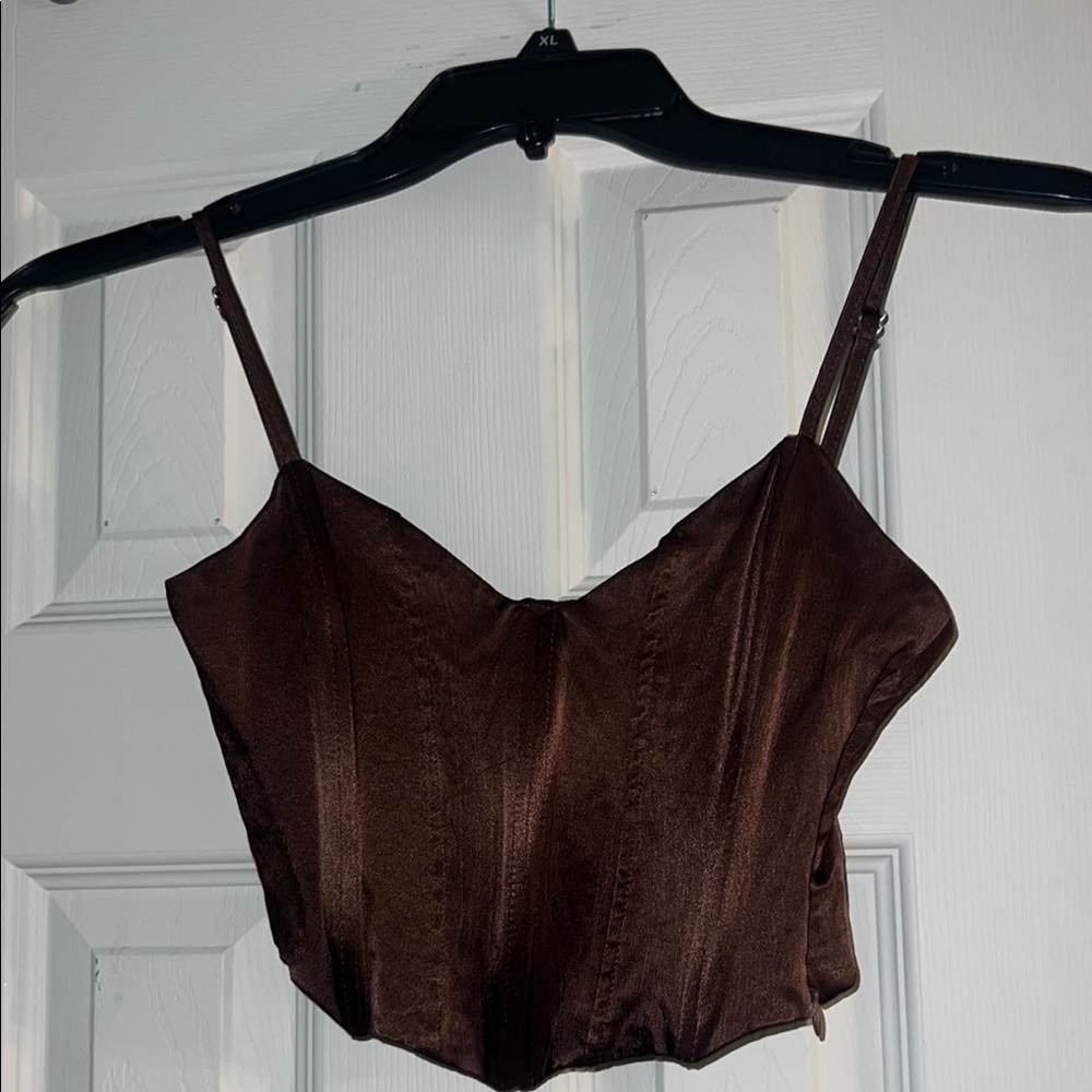 Zara Brown Sweetheart Corset Top